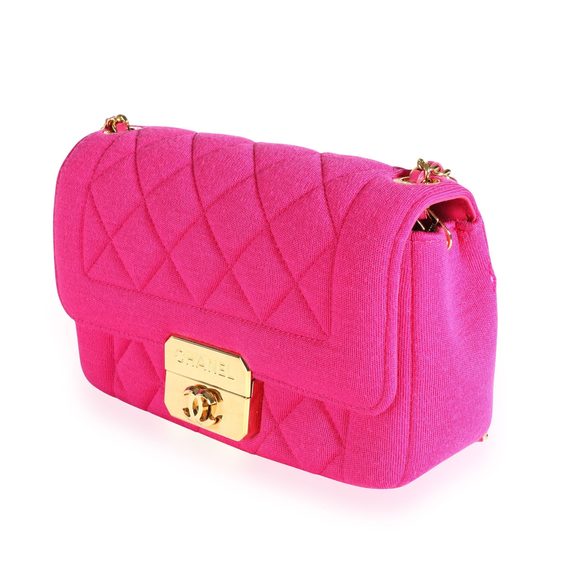 Chanel Fuchsia Jersey Quilted Chic With Me Mini Flap Bag - Picture 2 of 9